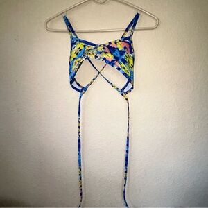 Jolyn Tomcat Blue/Pink/Yellow Pattern Bikini Top